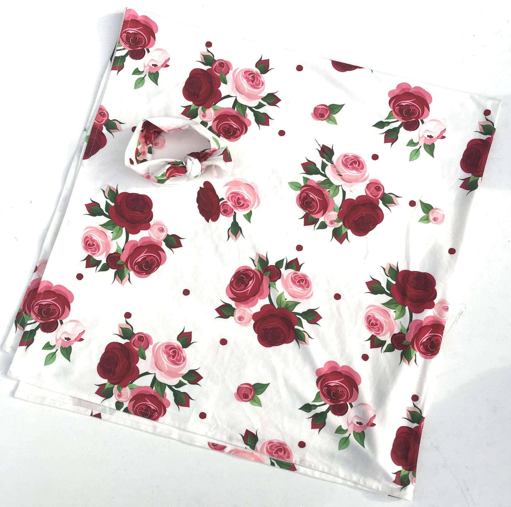 Delicate Red Roses Soft-as-a-Cloud Baby Swaddle & Headwrap Set