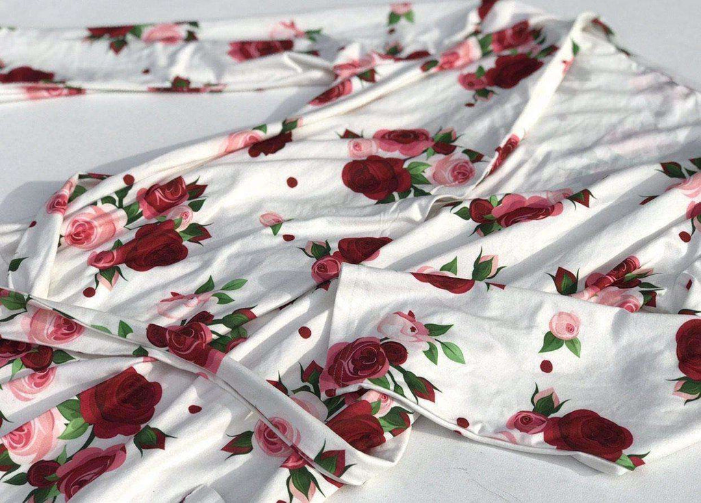 Delicate Red Roses Woman's Robe