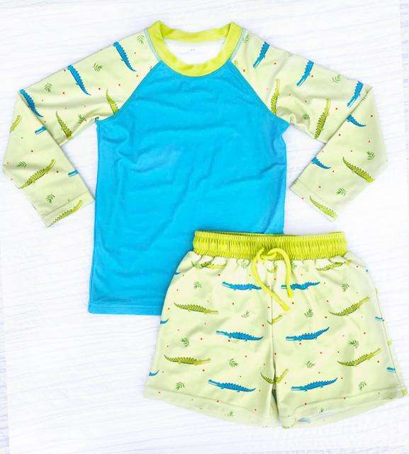 Green Gator Boden Boys 2 Piece Rash Guard & Shorts Swim Suit Ver 2
