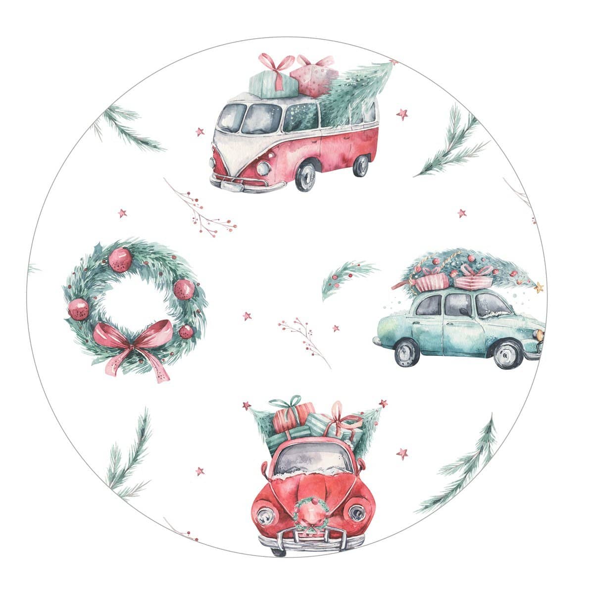 Vintage Holiday Cars Willow Cloud Soft Long Sleeve Lounge Set - 2022