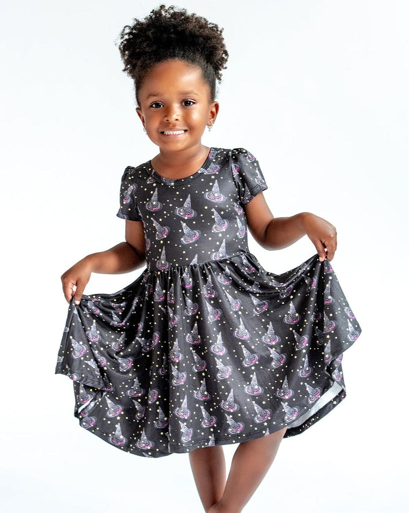 Are you a Good Witch? - Girls Short Sleeve Hugs Twirl Dress with Pockets